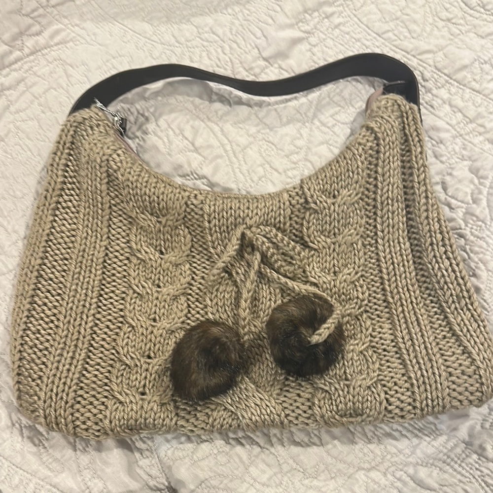 Bath & Body Works Tan Shoulder Bag with Cable Knit Design